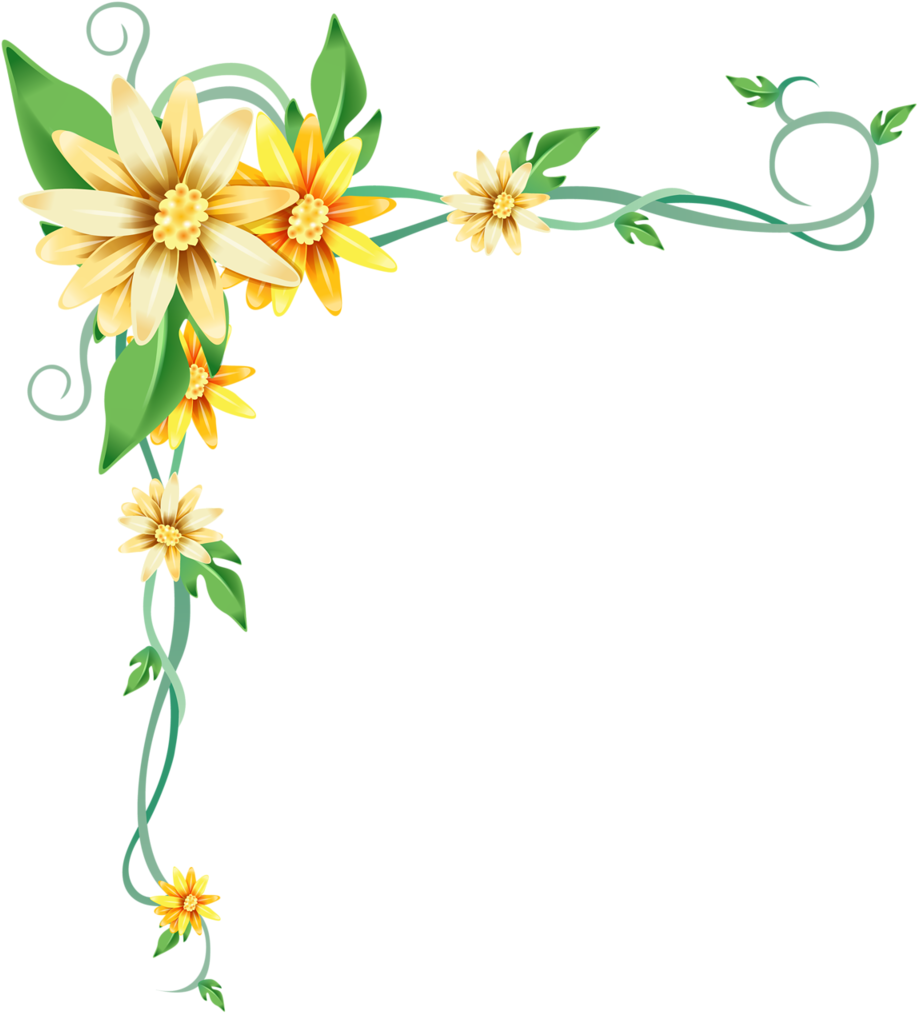 Фотки Leaf Border, Views Album, Flower Power, Bullet - Esquineros De Flores Png (918x1024), Png Download