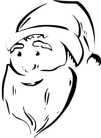 Zeimusu Santa Face Black White Line Art Tattoo Tatoo - Santa Face (333x452), Png Download