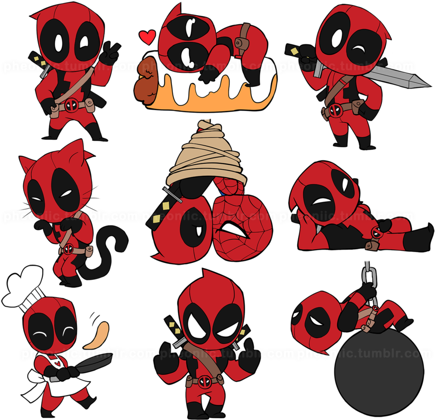 Chibi Deadpool Stickers By Pheoniic Deadpool Chibi, - Deadpool Chibi (900x860), Png Download