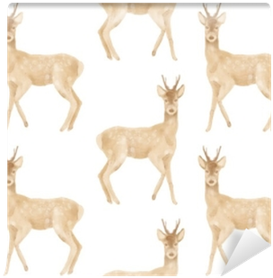 Seamless Watercolor Pattern With Roe Deers Hand Painted - Watercolor Painting (400x400), Png Download