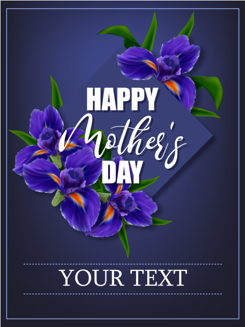 Mother's Day Poster With Iris Flowers Template - Mother's Day (640x640), Png Download