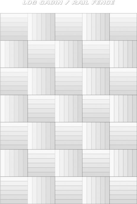 Log Cabin Rail Fence - Monochrome (473x700), Png Download