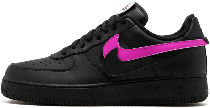 Nike Air Force 1 Black Swoosh (1000x600), Png Download