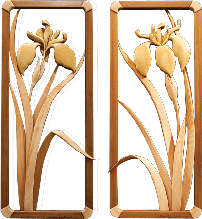 Intarsia Woodworking Pattern Of Two Iris Flowers - West Highland White Terrier (450x450), Png Download