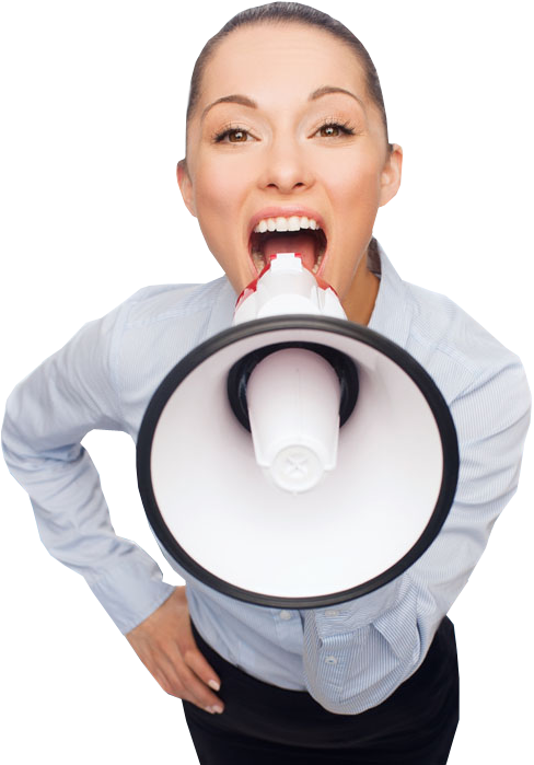Kid Yelling Png - Woman Loudspeaker (540x720), Png Download