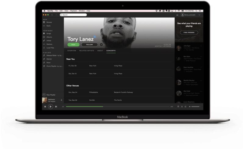 Spotify Added A 'concerts' Tab To Artist Pages So You - Artist Profile Page (796x533), Png Download