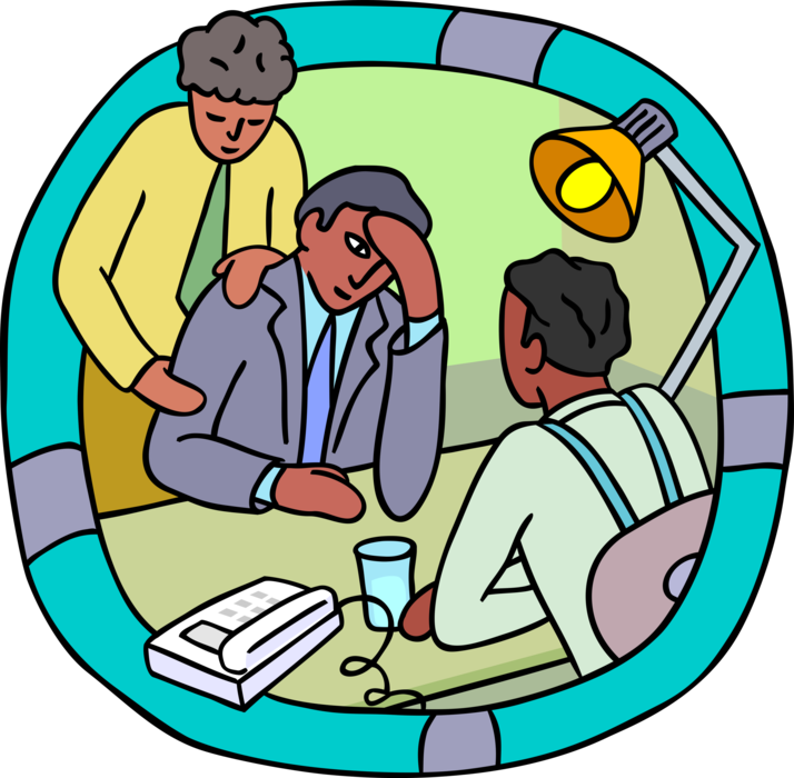 Vector Illustration Of Office Workers Consoling Distressed - Illustration (714x700), Png Download
