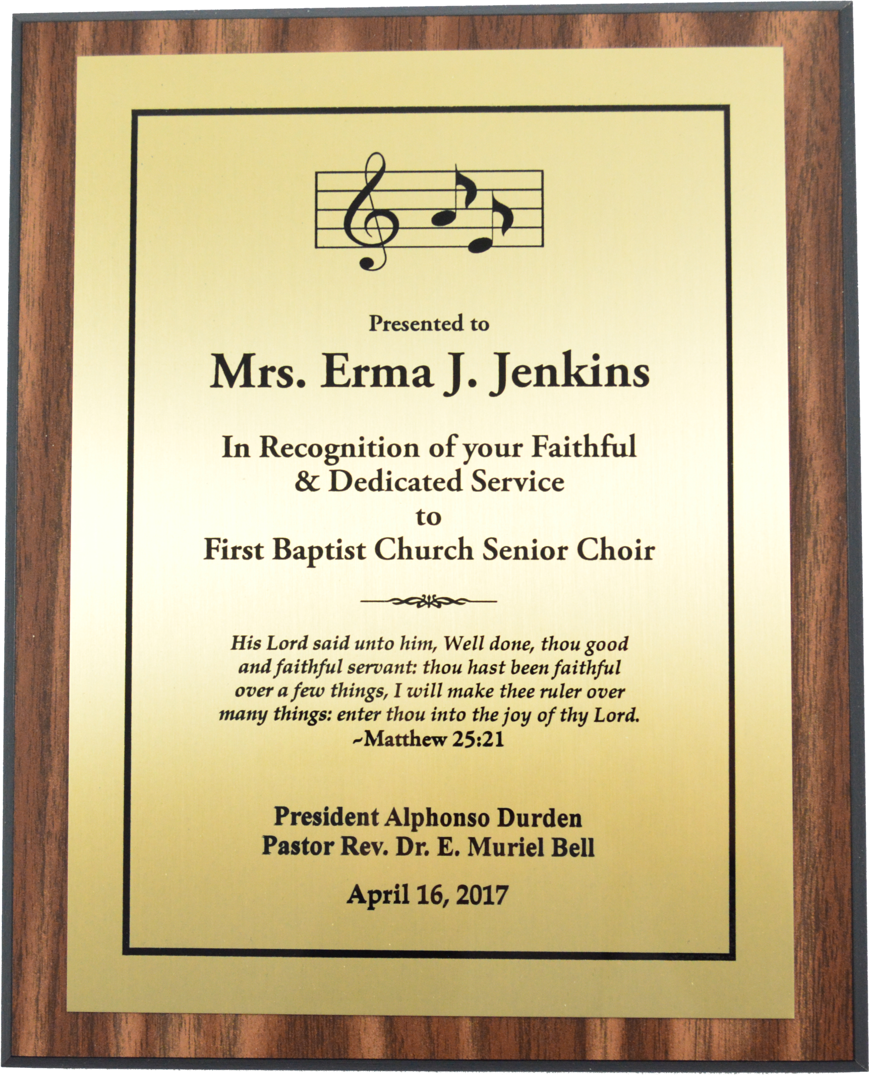 8″ X 10″ Walnut Finish Plaque With Gold Plate - Accademia Filarmonica Romana (2300x2300), Png Download