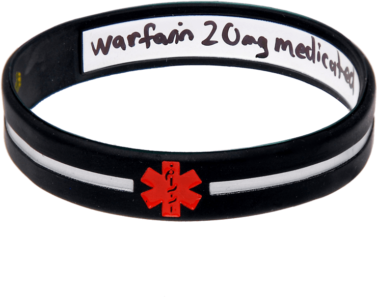 Black Cross Write-on Medical Id Bracelet - Bangle (800x800), Png Download