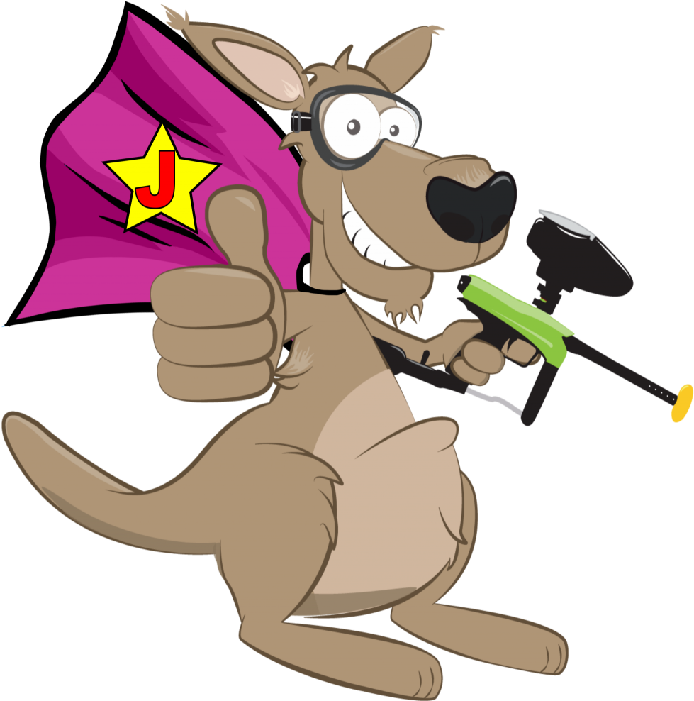 Jack's Paintball Super Hero Kangaroo - Cartoon (1000x1044), Png Download