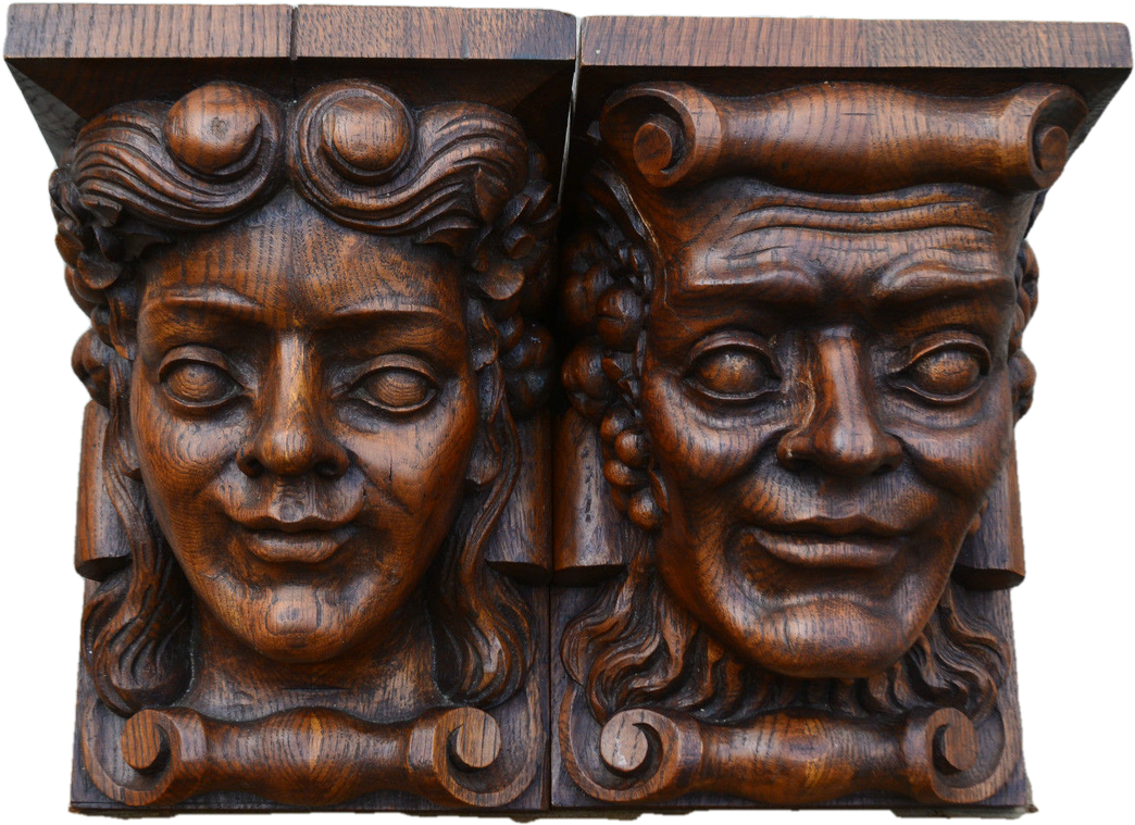 Italian Antique Wall Consoles Carved Heads Very Large - Carving (1280x853), Png Download