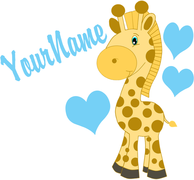 Personalizable Blue Baby Giraffe Puzzle - Cartoon (700x700), Png Download