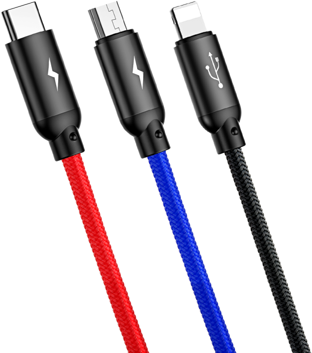 Baseus 3 In 1 Micro Typec 8pin Lightning - Micro-usb (800x800), Png Download