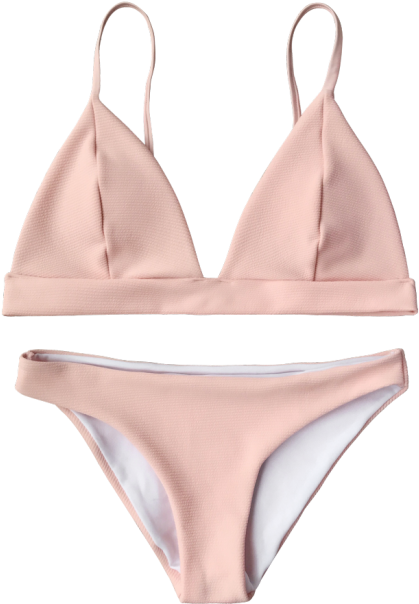 Cami Plunge Bralette Bikini Top And Bottoms - Pink Bikini Bottoms (480x640), Png Download