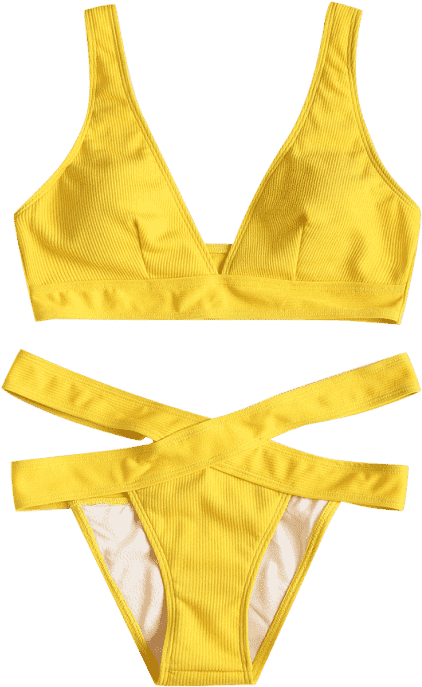 Plunge Midi Bikini Top And Bandage Bottoms - Undergarment (558x744), Png Download