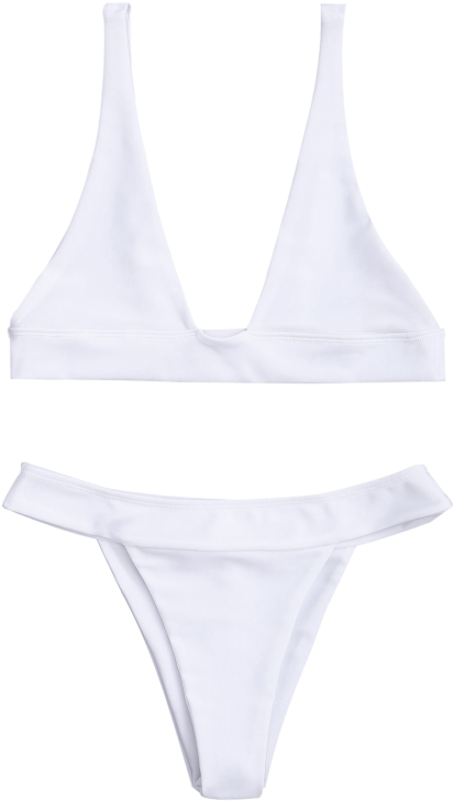 Plunge Bikini Top And High Cut Bottoms - Lingerie (558x744), Png Download