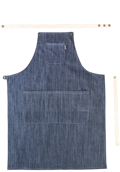 Denim Apron With Leather Straps - Sweater Vest (533x800), Png Download