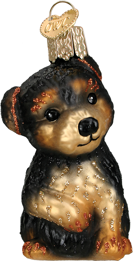 Yorkie Puppy Old World Glass Dog Ornament - Sun Bear (1200x1200), Png Download