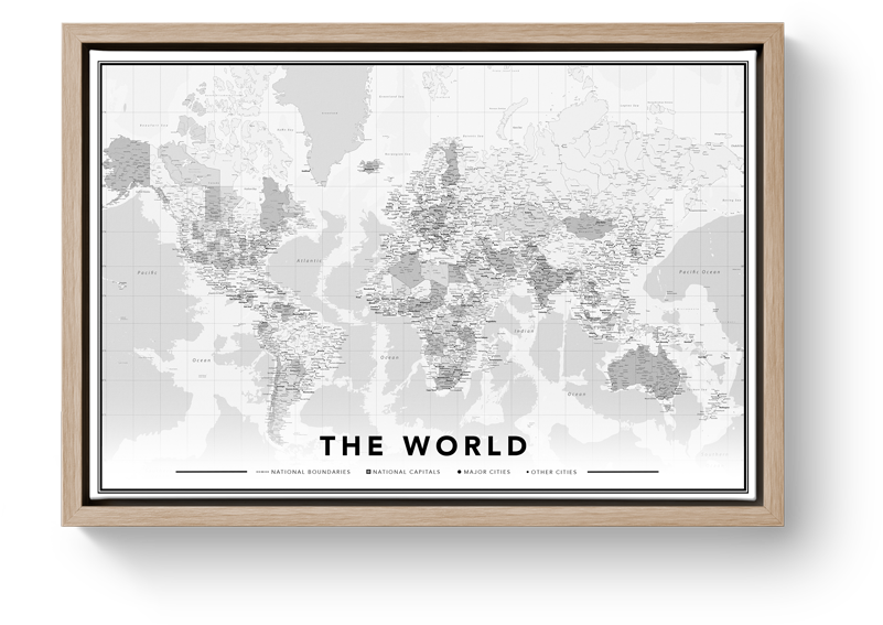 World Map Black And White World Map With Free Pins - Herinneringen Op Linnen Wereldkaart (800x600), Png Download