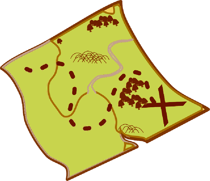 Scroll, Simple, Map, Cartoon, Template, Compass, Road - Png Treasure Map Cartoon (800x692), Png Download