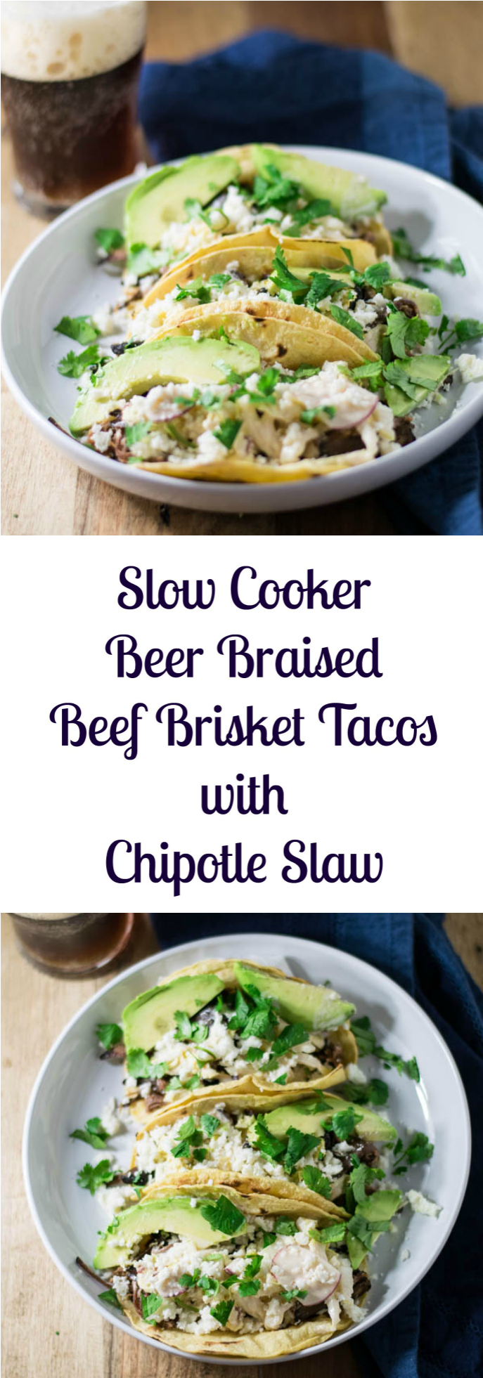 Slow Cooker Beer Braised Beef Brisket Tacos With Chipotle - Spinach Salad (726x2000), Png Download