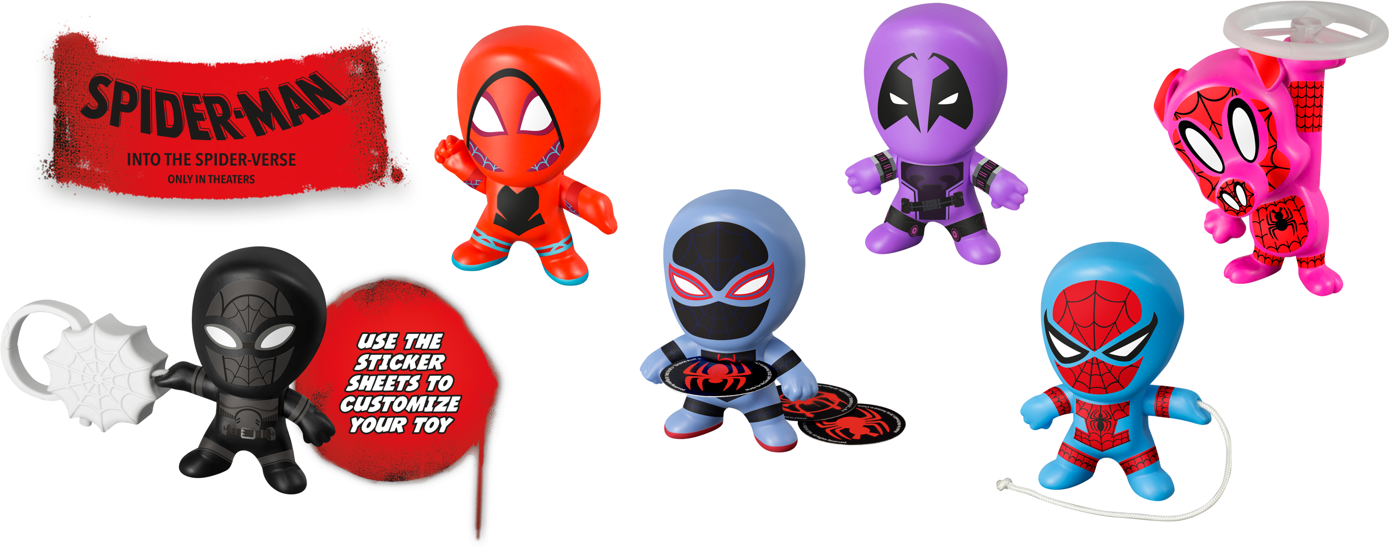 Into The Spider-verse Happy Meal Toys Revealed - Mcdo Spiderman Happy Meal 2018 (2820x1140), Png Download
