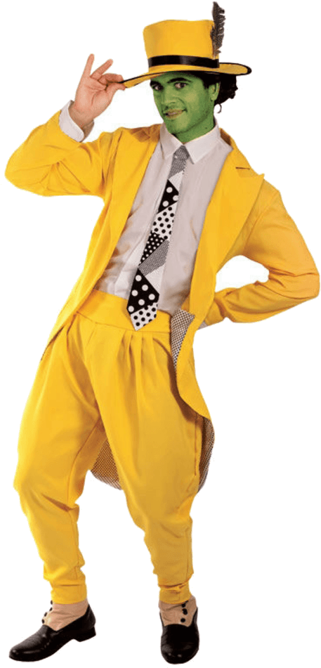 Adult Manic Superhero Costume - Mask Jim Carrey Costume (600x951), Png Download