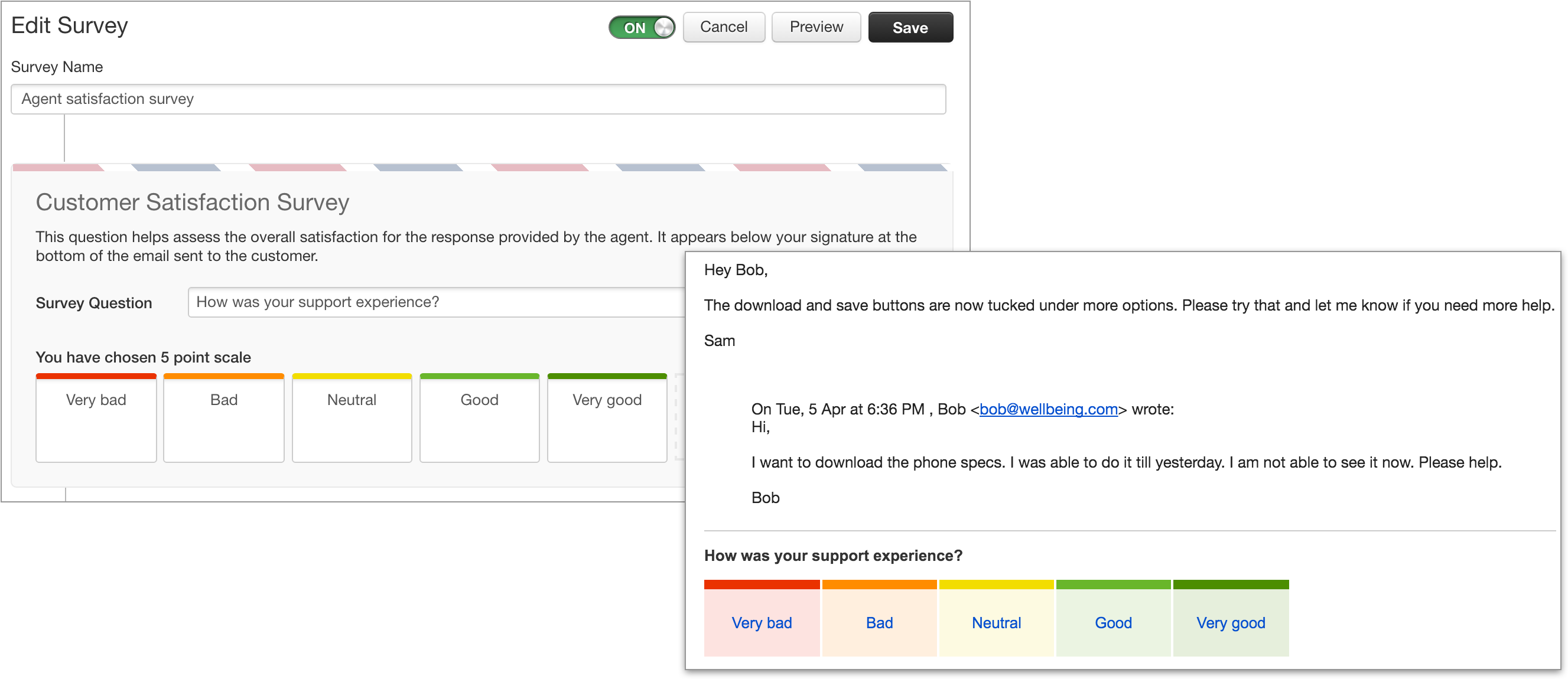 Once A Customer Takes The Survey, The Point Scale Will - Freshdesk Customer Satisfaction Survey (2654x1150), Png Download
