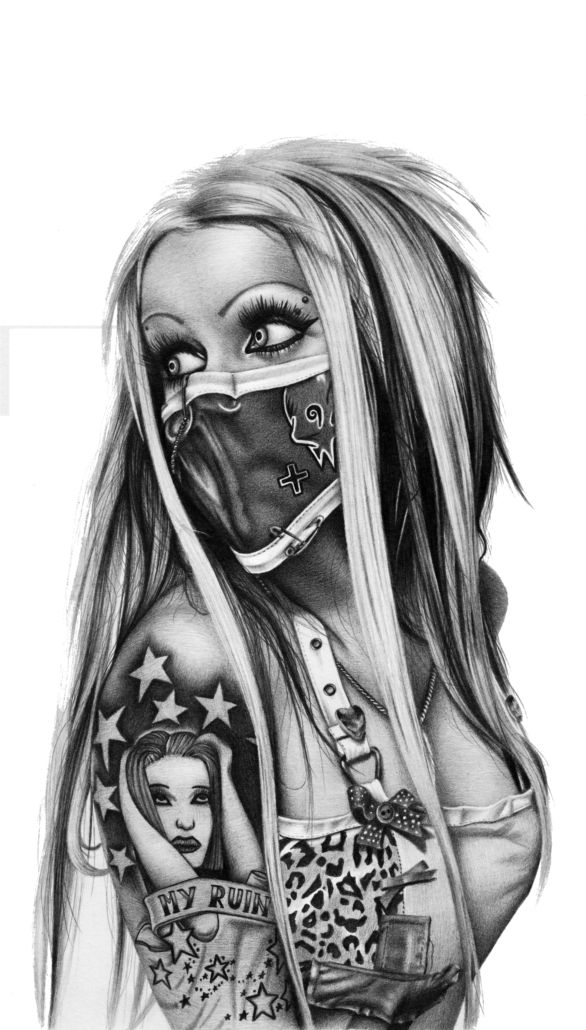 School Old Black And Gray Chicano Life Thug Clipart - Horror Drawings In Pencil (1936x3441), Png Download