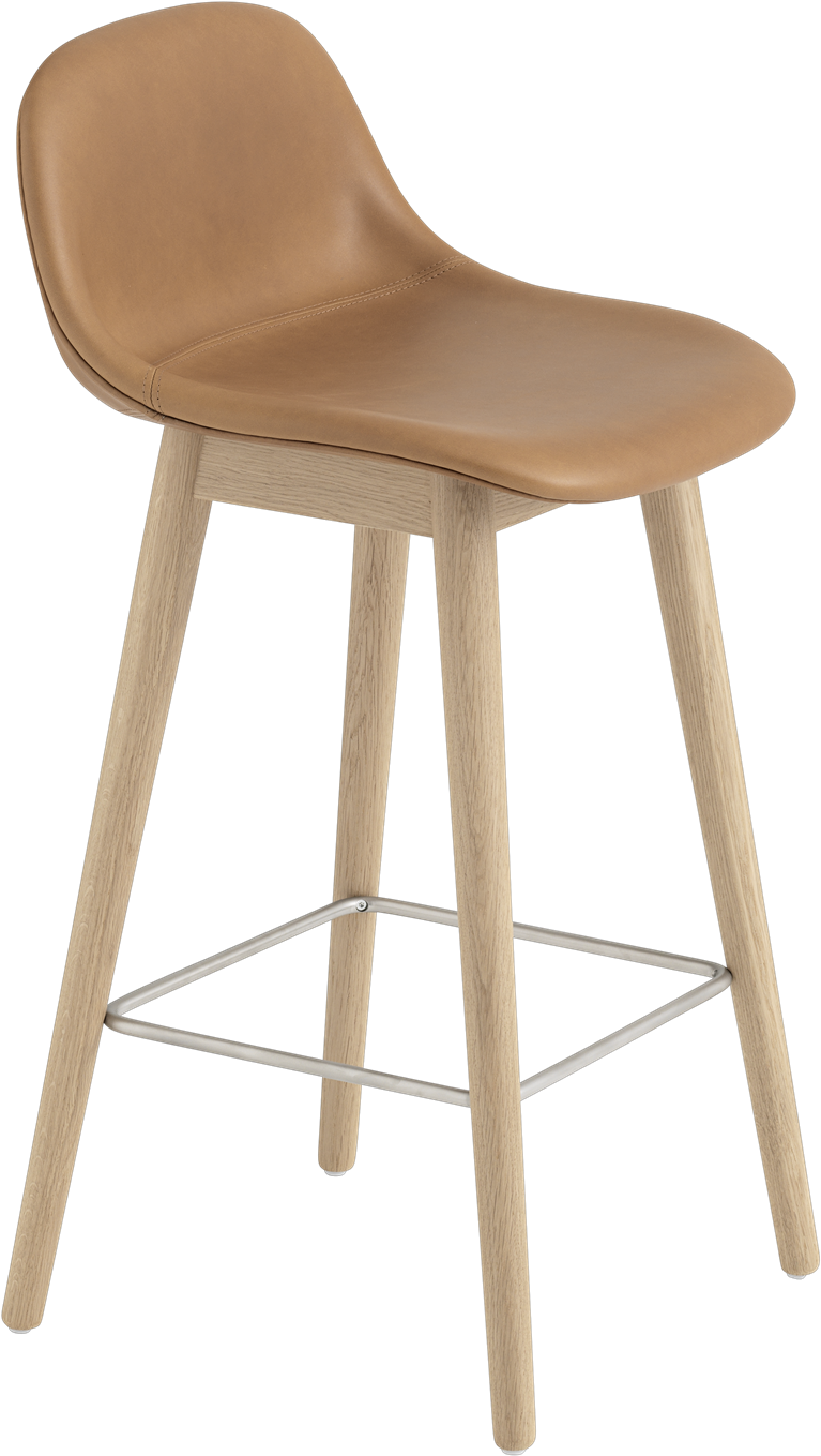 Back Wood H65 Full Uph Refine Oak/cognac - Fiber Bar Stool Muuto (2000x2000), Png Download