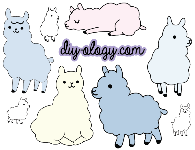 Llama Sticker Sheet 1 - Cartoon (674x520), Png Download