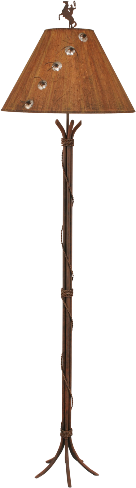 Rust Iron Floor Lamp W/ Braided Wire- Concho Shade - Lampshade (650x1625), Png Download