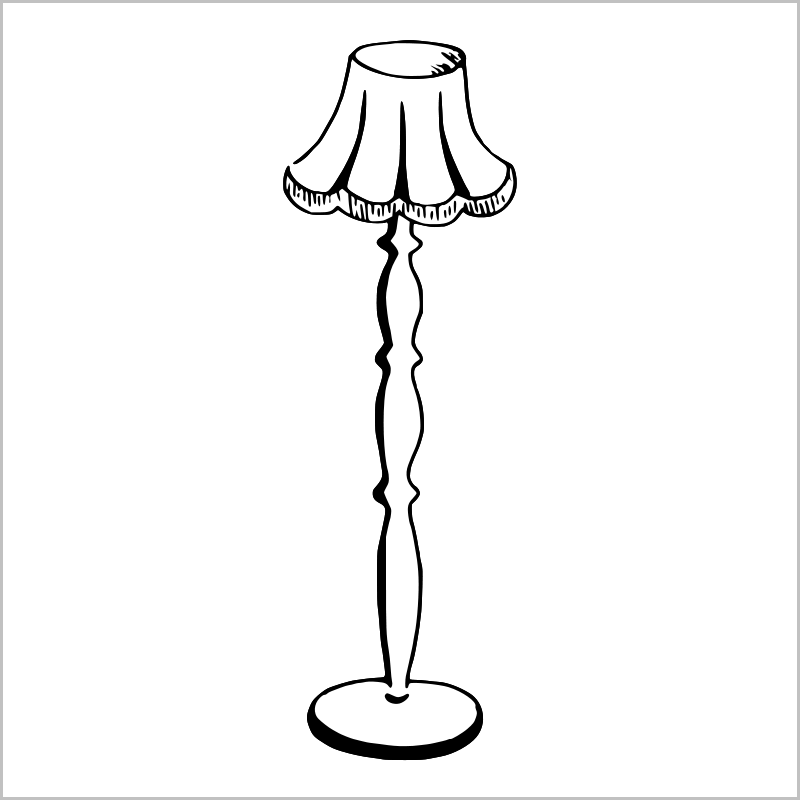 Lamp Clipart Floor Lamp - Floor Lamp Clipart Black And White (800x800), Png Download