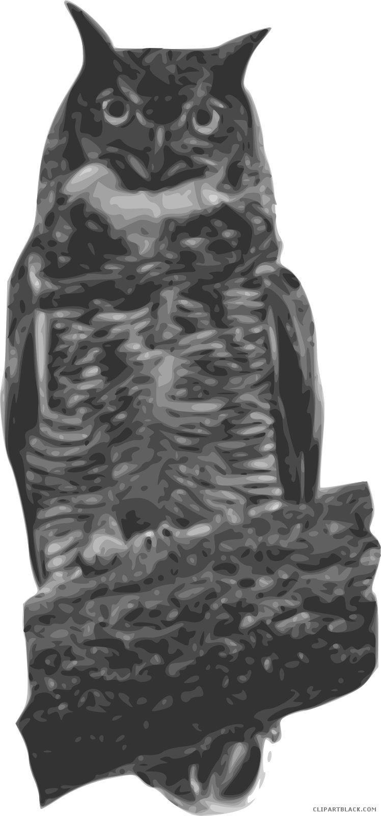 Horned Owl Clipart Silhouettes - Owl (748x1600), Png Download