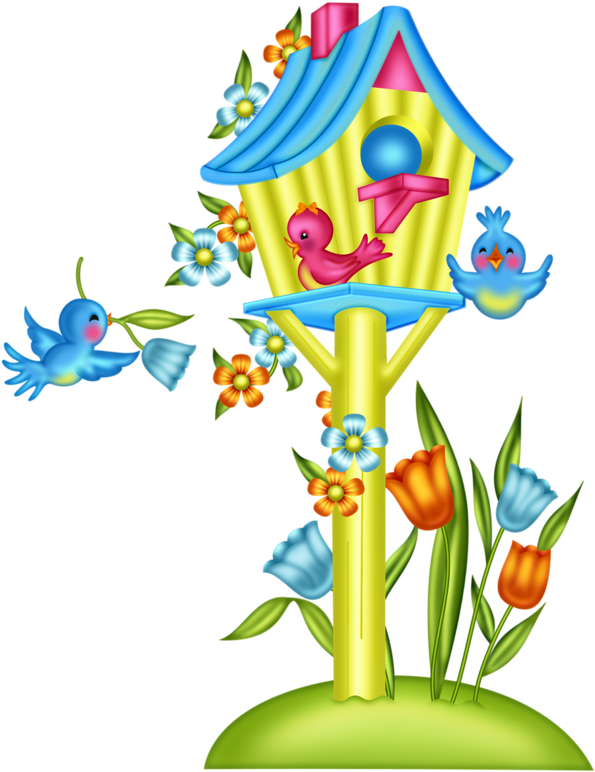 Birds ‿✿⁀○ Bird Clipart, Cute Clipart, Spring - Desenhos Coloridos Passaros Com Flores (646x800), Png Download