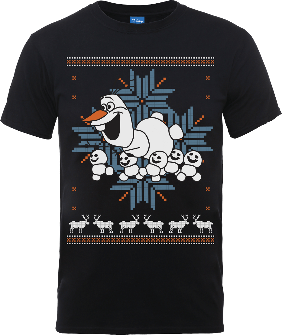 Disney Frozen Olaf And Snowmen Men's Black T-shirt - Nightmare Before Christmas T Shirt Zero (933x1110), Png Download
