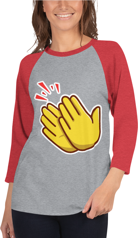 Emoji Clap 3/4 Sleeve Raglan Shirt - Raglan Sleeve (1000x1000), Png Download