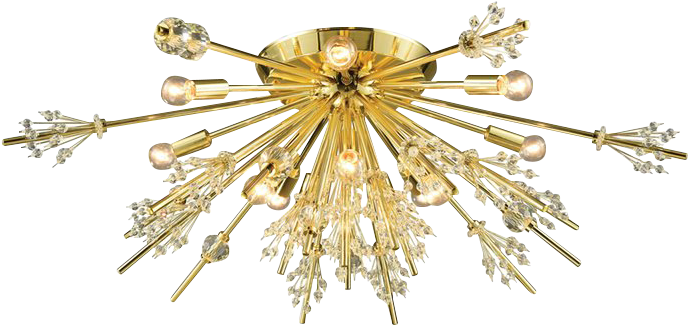 Starburst Semi Flush Mount In Polished Gold - Light Fixture (800x800), Png Download