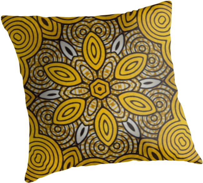 African Print Starburst-yellow - Cushion (875x875), Png Download