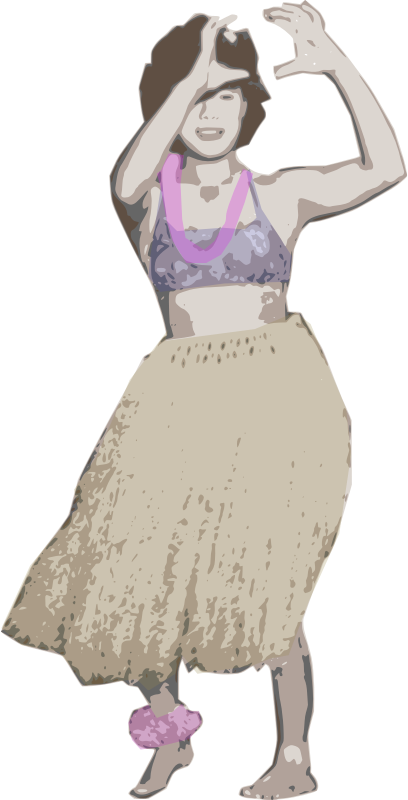 Old Style Hula Dancer Colour - A-line (408x800), Png Download