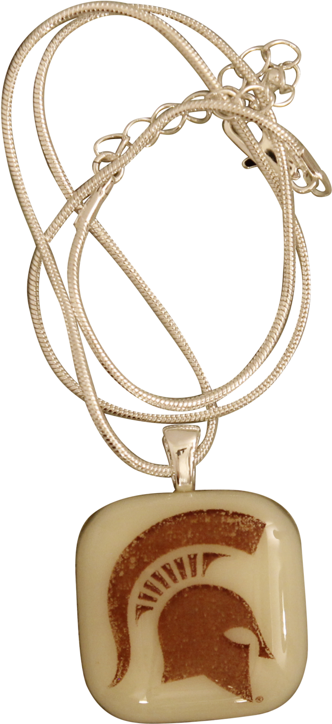Michigan State University Spartan Glass Necklace - Pendant (2000x2000), Png Download