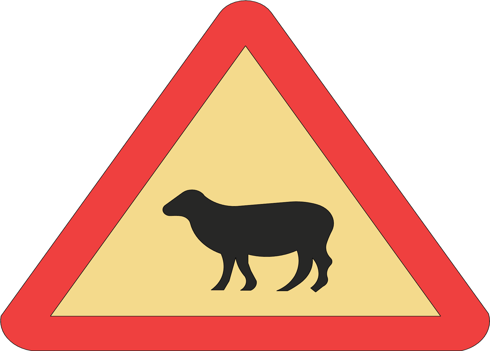Danger Animals Triangle Signal - Traffic Sign (3000x1373), Png Download