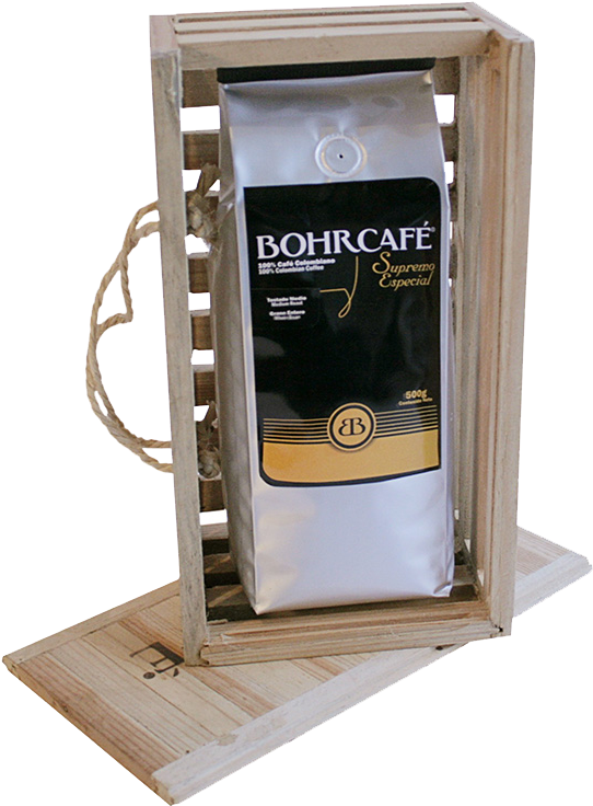 Supremo In Beans Or Grinded In Wooden Box - Bohrcafe Png (1000x1010), Png Download