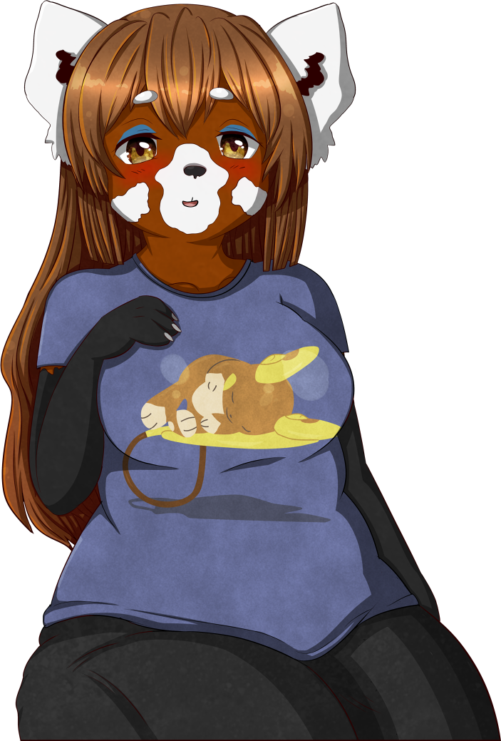 Drawn Red Panda Chubby - Fat Panda Girl (703x1039), Png Download
