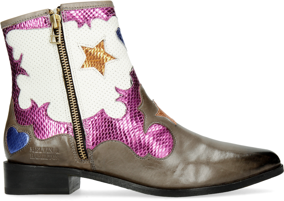 Ankle Boots Marlin 12 Grigio Glitter Fuxia Venice Perfo - Work Boots (1024x1024), Png Download