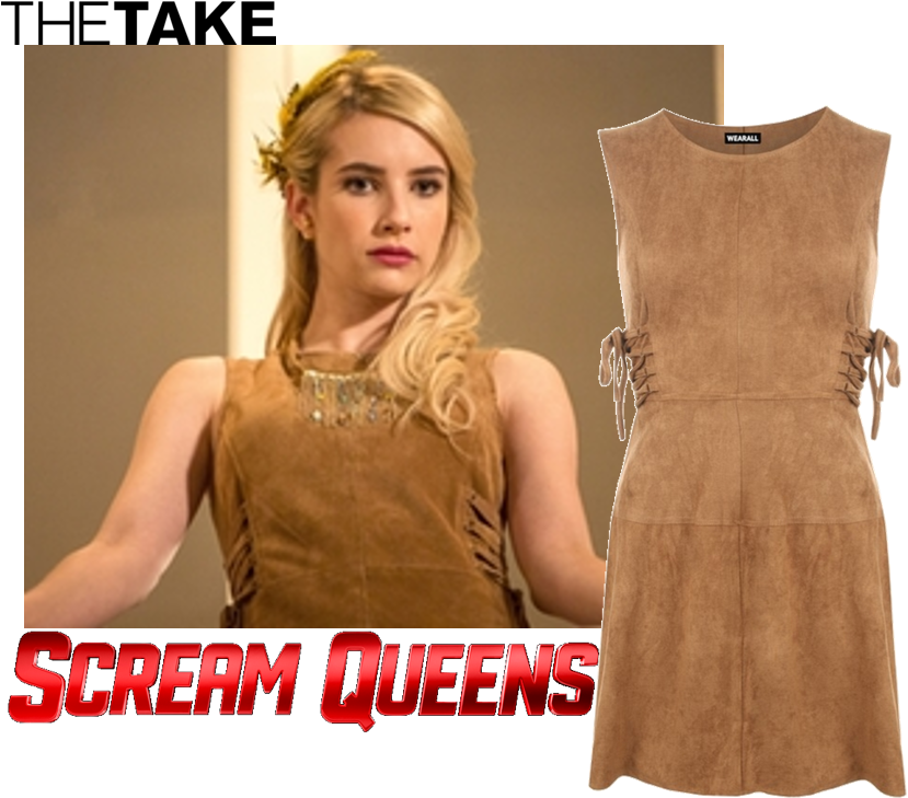 Wearall Tatum Suede Flared Dress As Seen On Chanel - Emma Robert Scream Queen (830x738), Png Download
