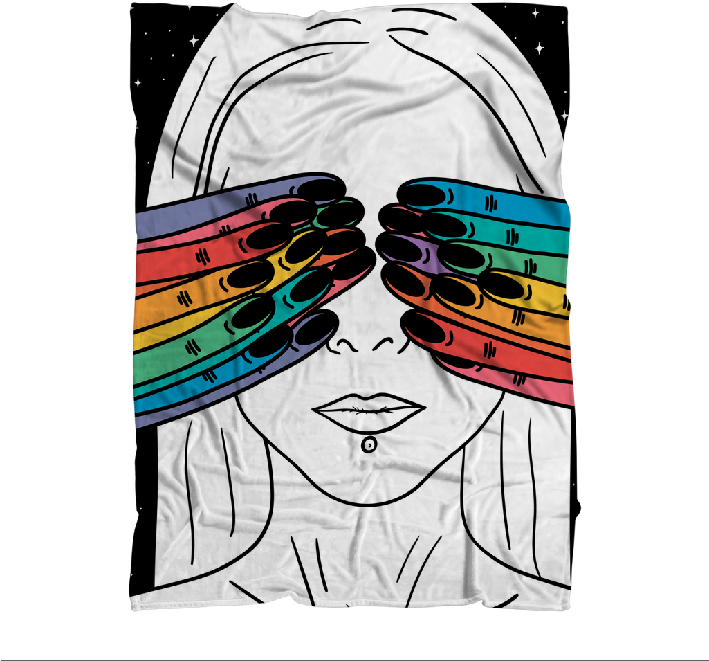 Hand Drawn Closed Eyes Premium Sublimation Adult Blanket - Drawing (1024x1024), Png Download