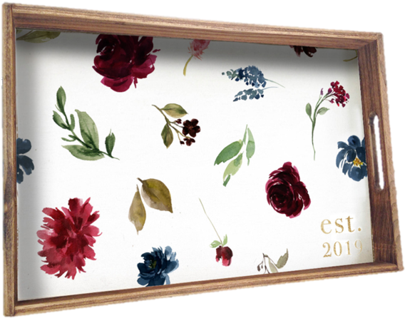 Floral Established Tray By Rustic Marlin Home Decor - Picture Frame (599x600), Png Download