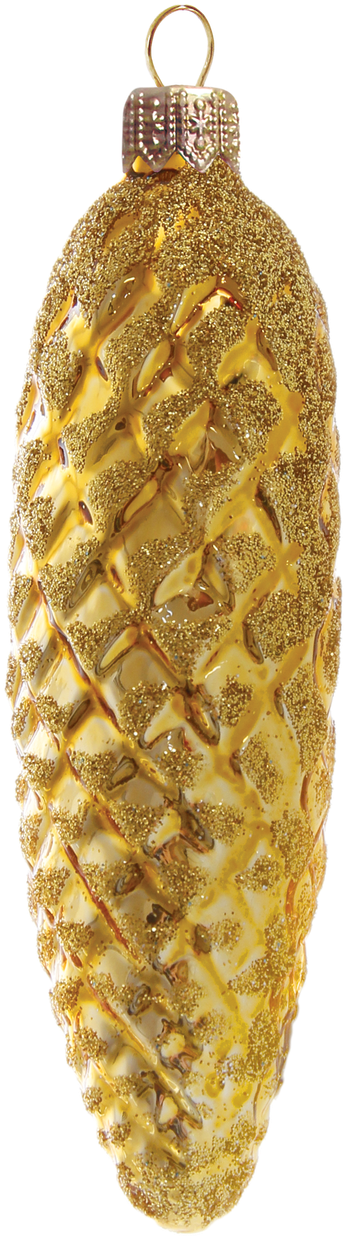 Golden Pinecone Christmas Ornament, Mouth-blown And - Pendant (1280x1280), Png Download