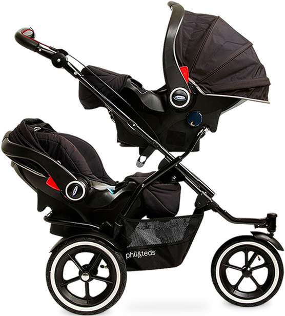 Phil Teds Sport Double Stroller Graphite Png Pram Png - Phil And Teds Double Car Seat (615x615), Png Download